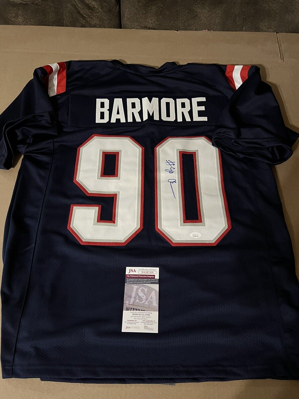 Christian Barmore Autographed Signed Blue Custom Jersey JSA COA – Madhatter  Authentics