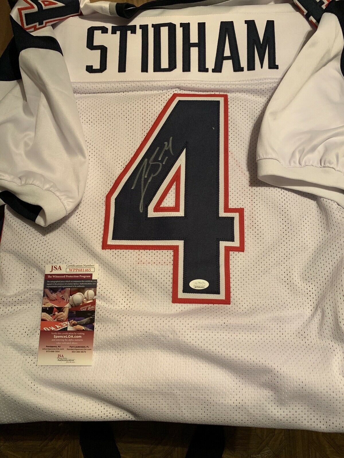 Jarrett Stidham Autographed Signed White Throwback Custom Jersey