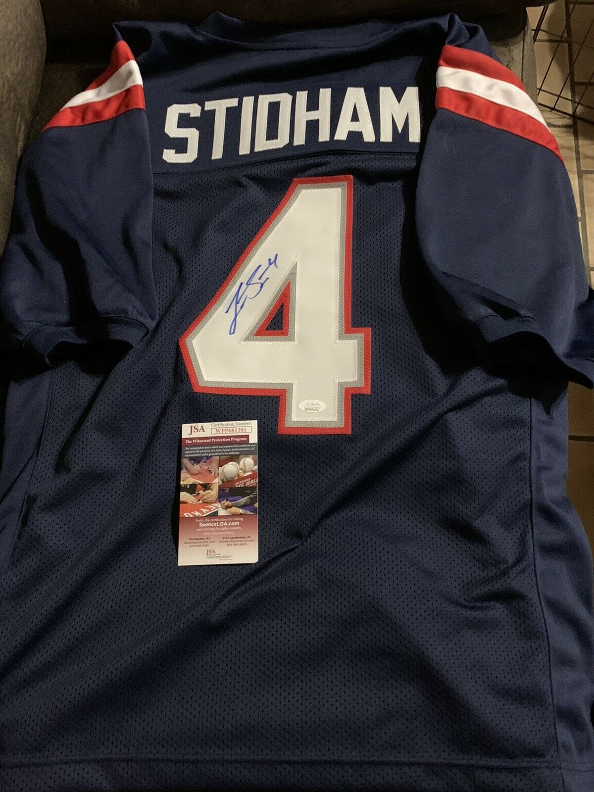 Jarrett Stidham Autographed Signed Blue Custom Jersey JSA COA