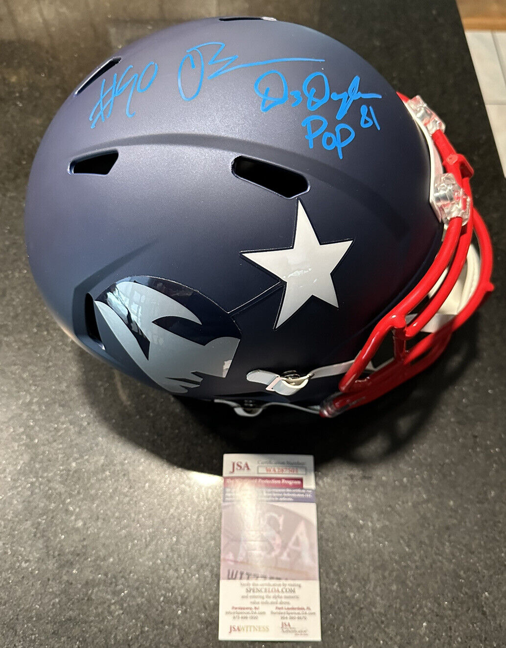 Christian Barmore Demario Douglas Signed New England Patriots Helmet AMP JSA