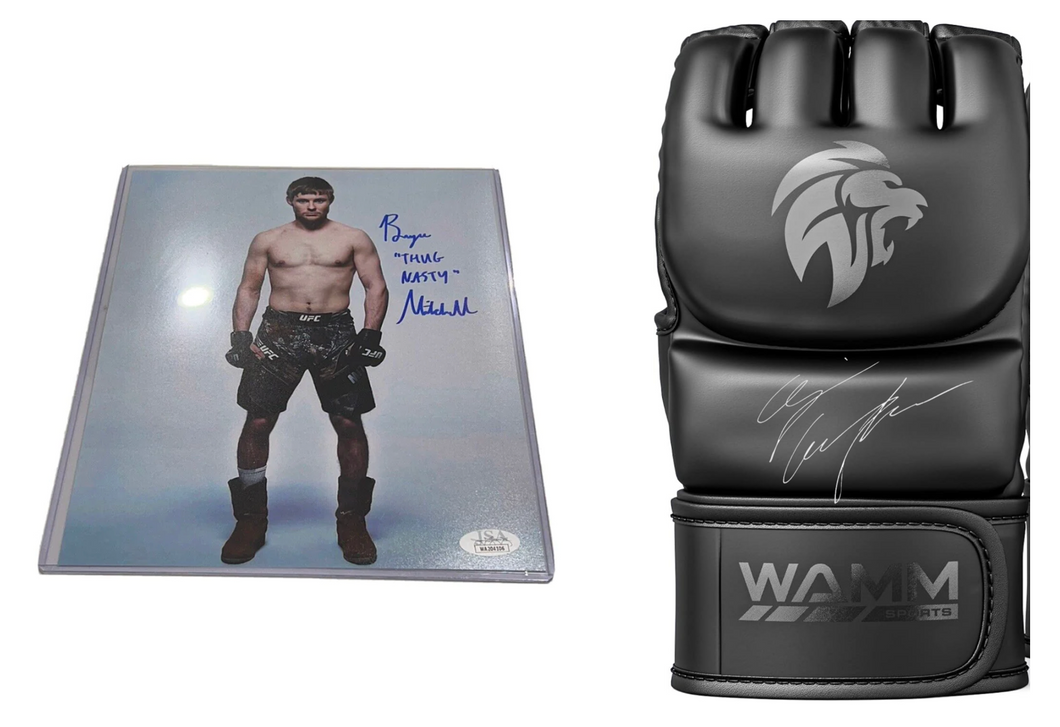AJ Cunningham Signed Glove & Bryce Mitchell Signed 8x10 Photo Combo