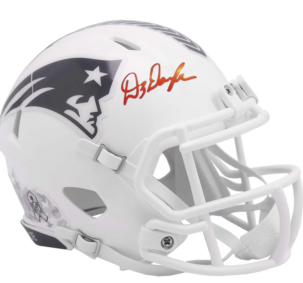 douglas football helmets Demario Douglas Signed 2024 New England Patriots Salute to Service Mini Helmet JSA