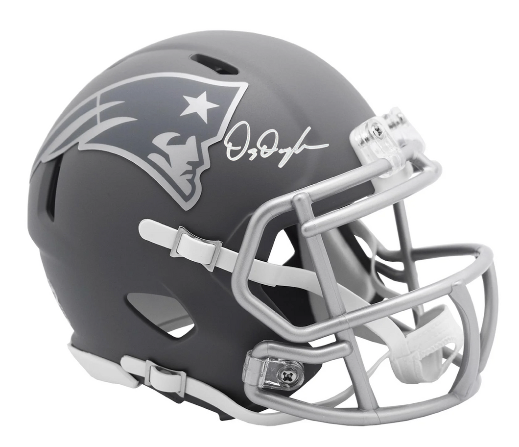 Demario Douglas Signed New England Patriots Slate Mini Helmet JSA