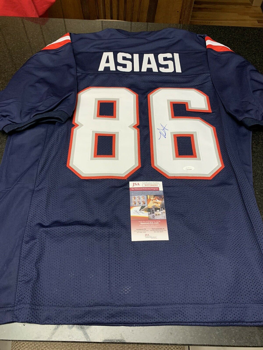 Devin Asiasi Autographed Signed Blue Custom Jersey JSA COA