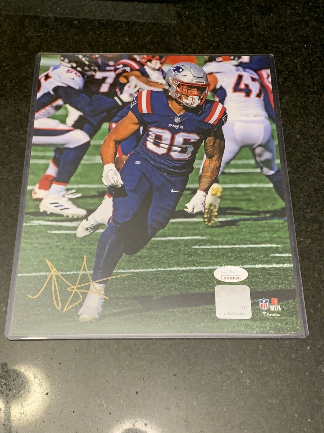 Devin Asiasi Autographed Signed New England Patriots 8x10 Photo JSA Coa