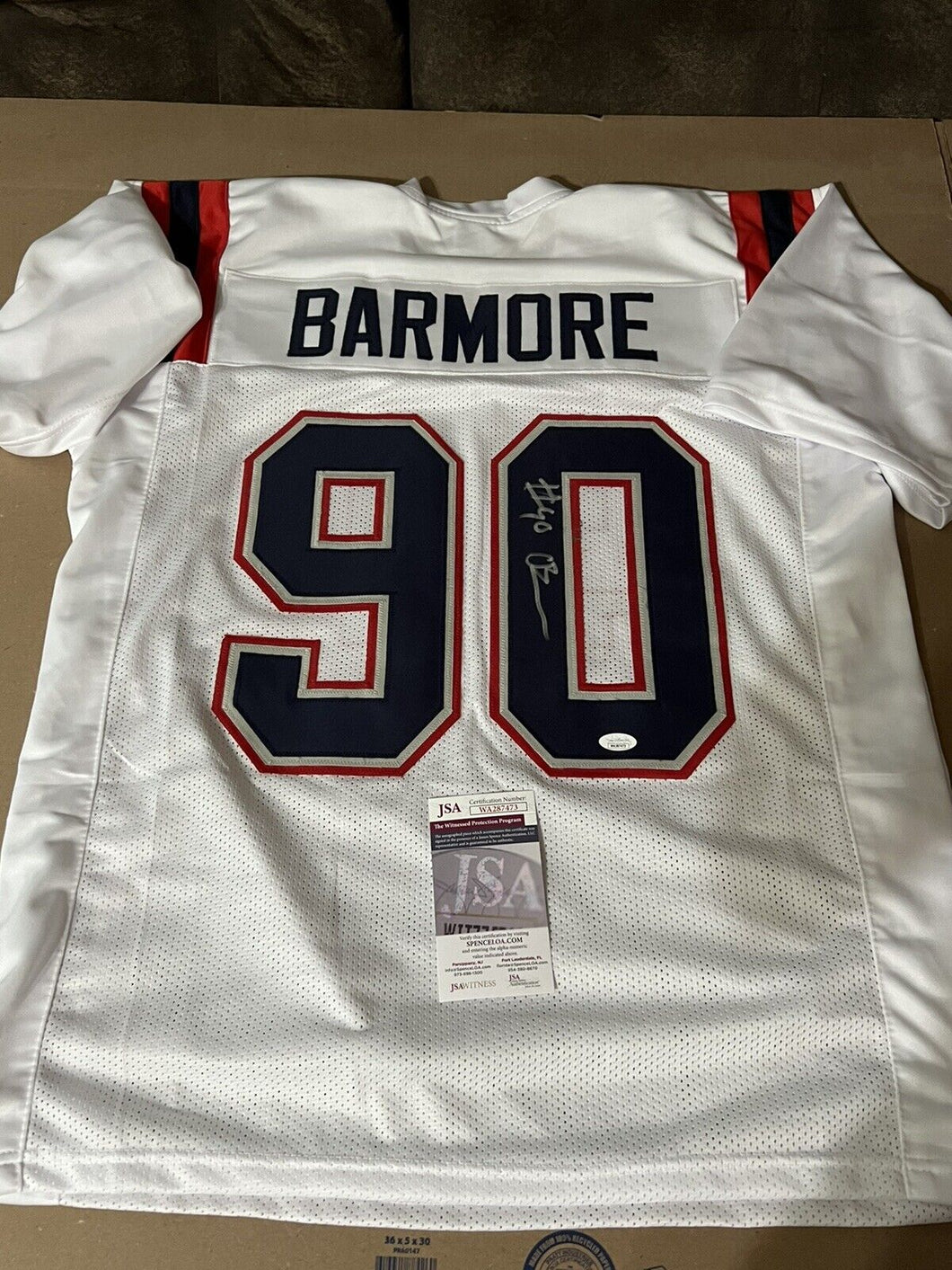 Christian Barmore Autographed Signed White Custom Jersey JSA