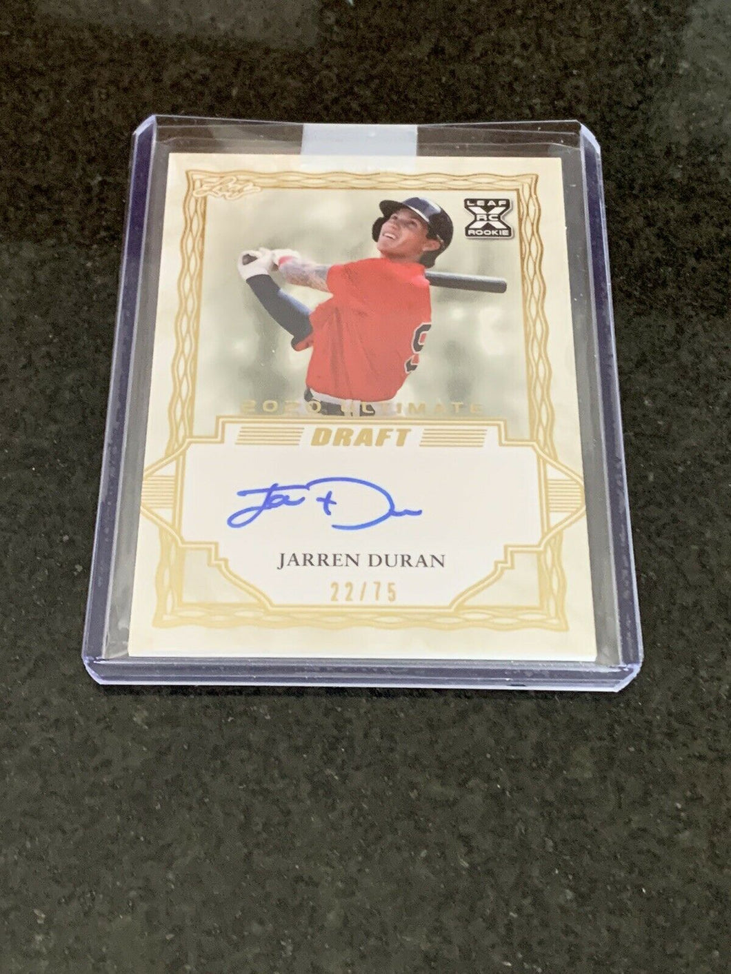 Jarren Duran Auto 2020 Leaf Ultimate Draft XRC Gold 22/75 Red Sox Rookie Card