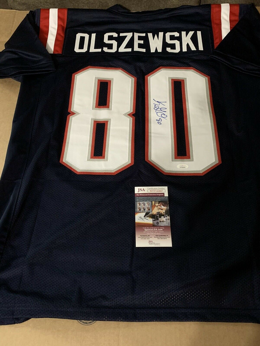 Gunner Olszewski Autographed Signed Blue Custom Jersey JSA COA