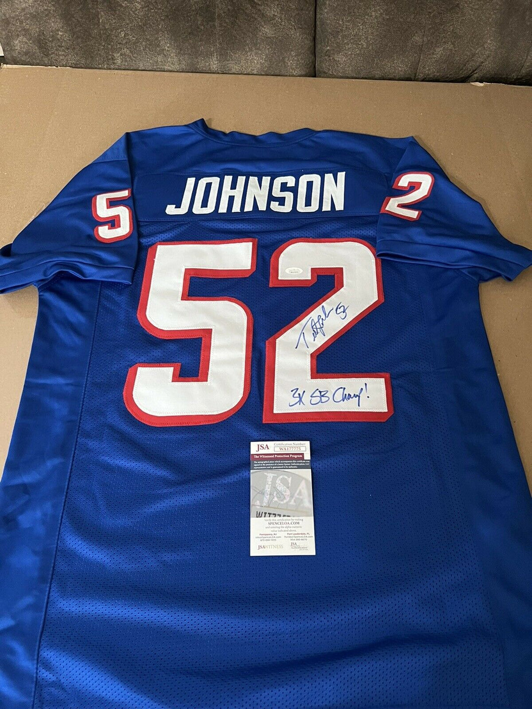 Ted Johnson Autographed Signed Blue Custom Jersey JSA Witness COA