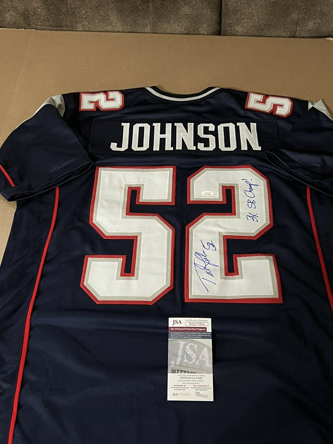 Ted Johnson Autographed Signed Blue Custom Jersey JSA Witness COA