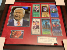 Load image into Gallery viewer, Robert Kraft Autographed Signed New England Patriots Framed Photo Ticket Collage
