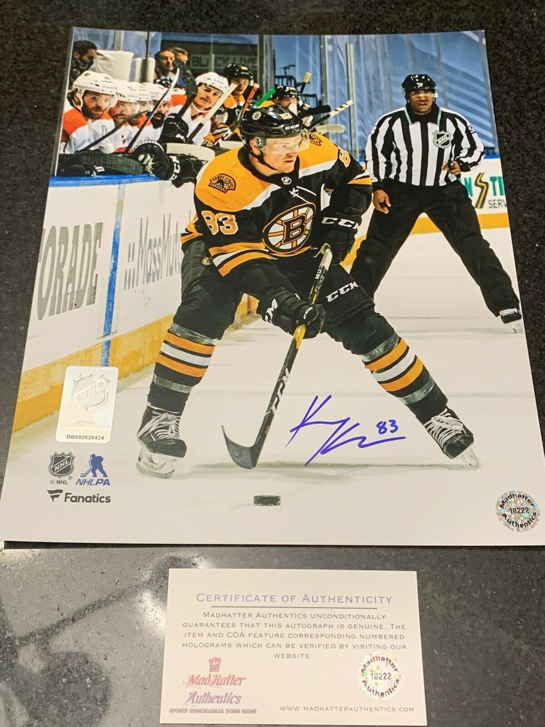 Boston Bruins Karson Kuhlman Autographed Signed 8x10 Photo